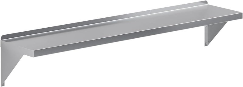 AmGood 12" x 60" Stainless Steel Wall Shelf | Appliance & Equipment Metal Shelving | Kitchen, Restaurant, Garage, Laundry, Utility Room | Heavy Duty | Squared Edge | NSF Certified - Image 1